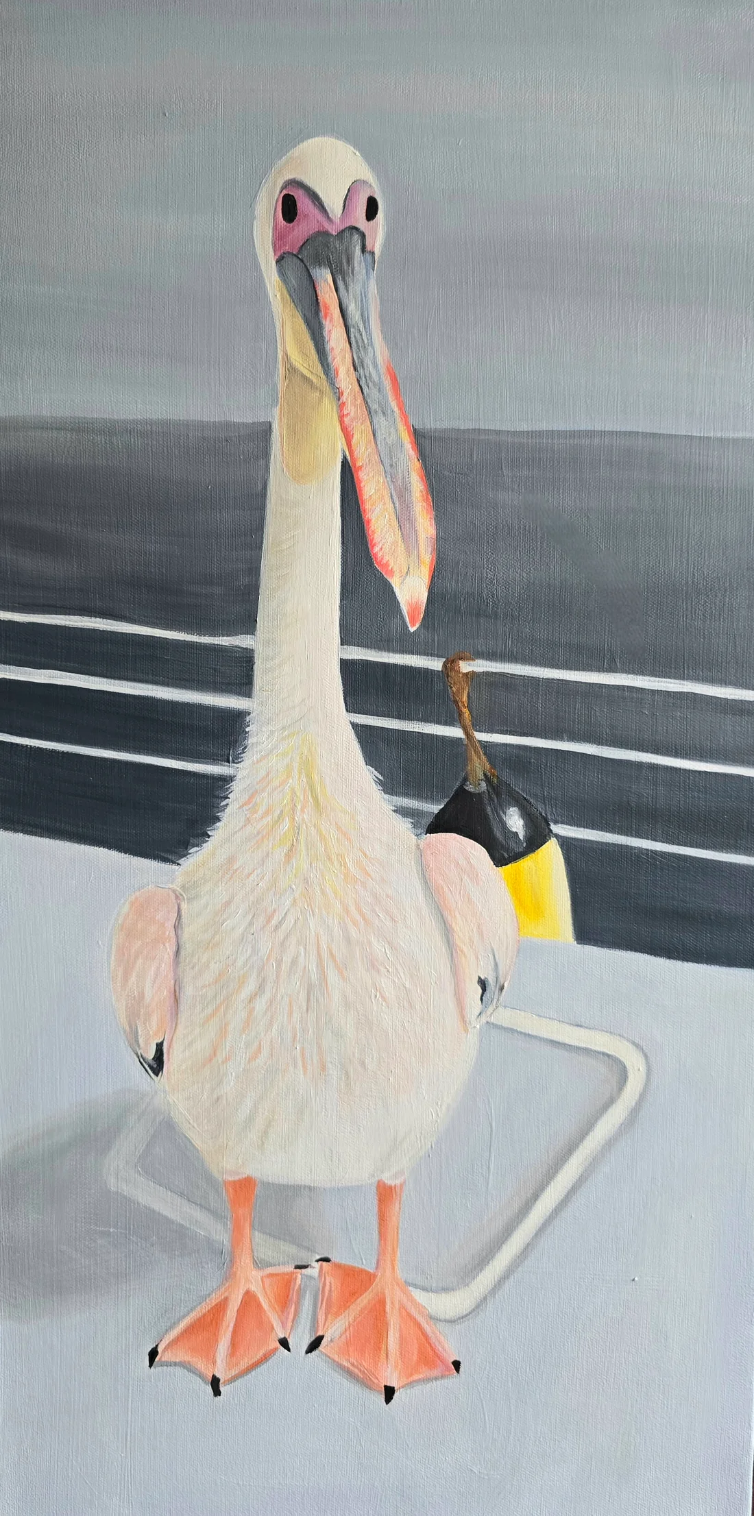 Painting of a Pelican called I am the Captain Now by Natasha Wayland